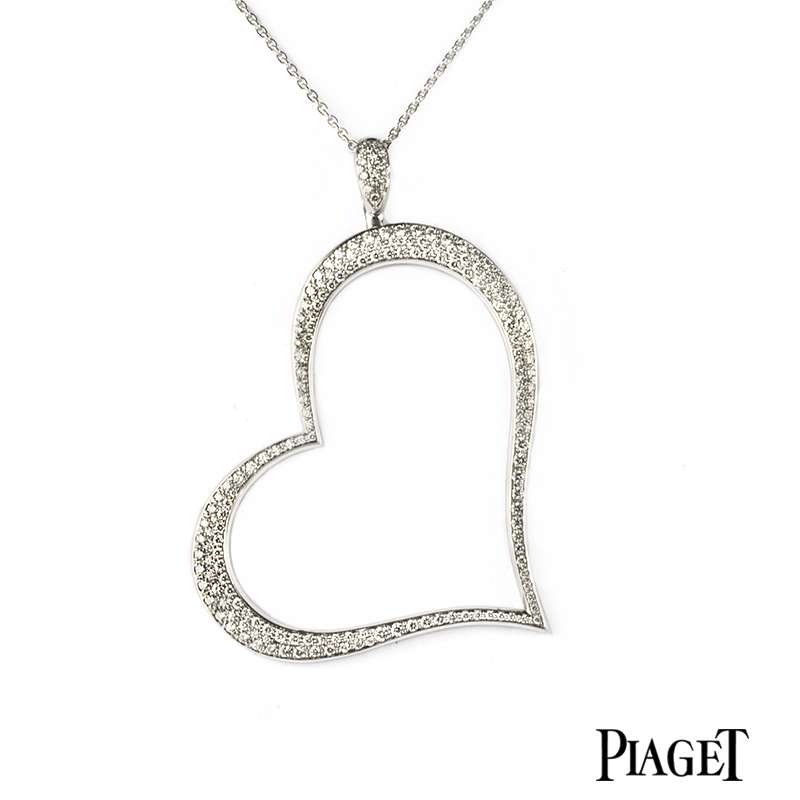 Piaget 18k White Gold Diamond Heart Pendant Rich Diamonds